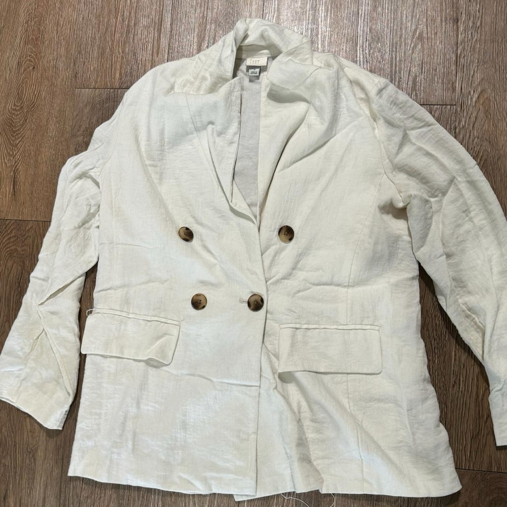 a new day White Blazer Linen Blend Oversized